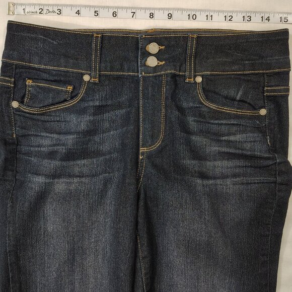 Paige Dark Wash Flared Denim Jeans Womens Size 29 Hidden Hills Stretch USA Made - Picture 10 of 16